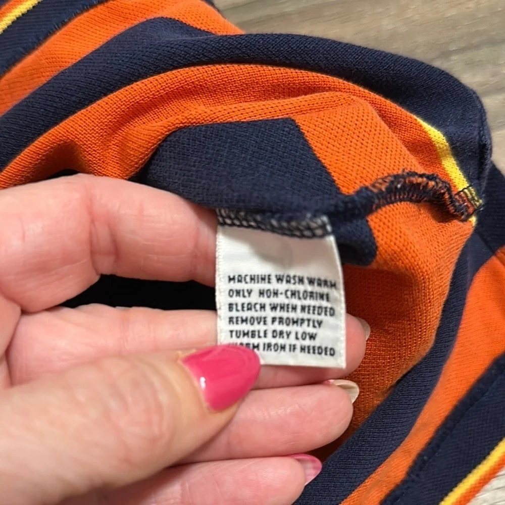Polo Golf Ralph Lauren Shirt Adult Large Orange Blue Stripe Pima Cotton Mens
